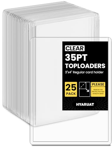 35pt Top Loaders for Cards, 3x4 Regular Holder with Protective Film, Toploader Card Protectors Hard Plastic, 25-Count - size: 3x4 35PT Top Loaders