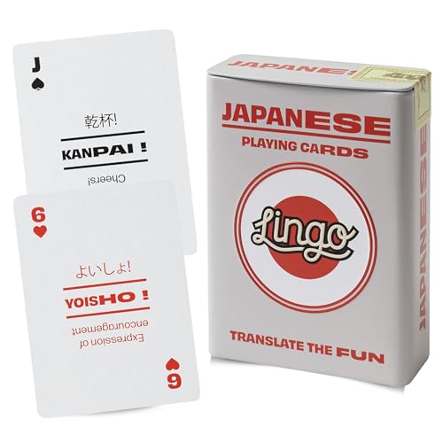 Lingo Japanese Playing Cards in Premium Travel Tin | Learn Japanese Vocabulary & Phrases for Adults & Beginners | Luxury Gift Box for Japan Travelers & Anime Fans | Language Flashcard Deck