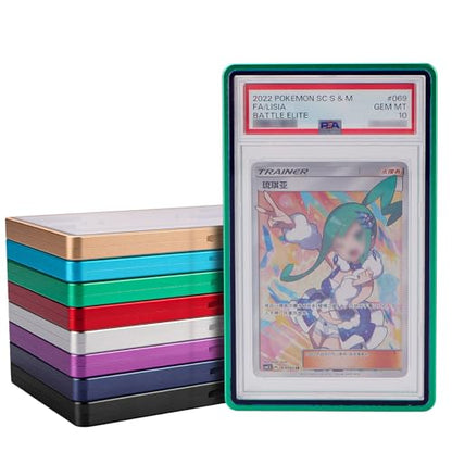PSA Slab Bumper Case, Metal Graded Cards Slab Magnetic Protector for 35pt PSA/CGC/CCIC Graded Cards|Scratch Resistant | Stackable | UV Resistant | Green - color: Green