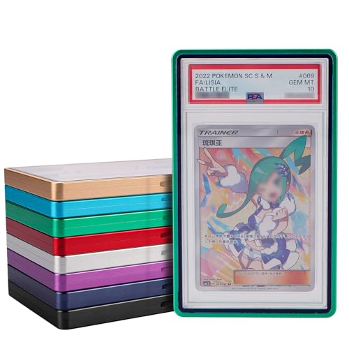 PSA Slab Bumper Case, Metal Graded Cards Slab Magnetic Protector for 35pt PSA/CGC/CCIC Graded Cards|Scratch Resistant | Stackable | UV Resistant | Green - color: Green