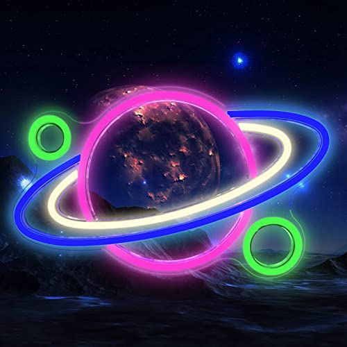Planet Led Neon Sign, Saturn Neon Lights for Bedroom USB Powered with Switch 16x11'', Aesthetic Cool Stuff Gaming Room Wall Decor, Alien Birthday Gifts for Boys Girls - color: Planet