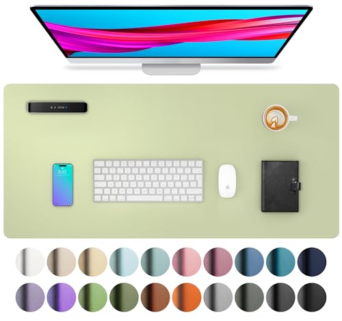 Aothia Leather Desk Pad Protector, Large Mouse Pad, Office Desk Mat, Non-Slip PU Leather Desk Blotter, Laptop Desk Pad, Waterproof Desk Writing Pad for Office and Home (Grass Green, 23.6" x 13.7") - color: Grass Green, size: 23.6" x 13.7"
