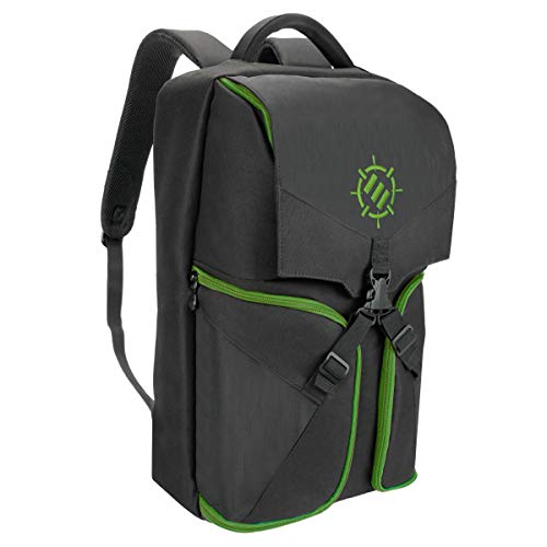 ENHANCE Xbox Backpack - Xbox Carrying Case Compatible with Series S, One X, One S - Storage Compartments for Controllers, Gaming Headset, Games & More Gaming Accessories - Green