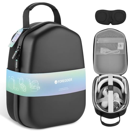 FOREGOER Hard Carrying Case Compatible with Meta Quest 3S/Quest 3/Oculus Quest 2 Official Original/Elite Strap VR Gaming Headset, Portable Travel Vision Pro Case for Touch Controllers Accessories - color: 1 Black, size: M/For Official Original & Elite Str