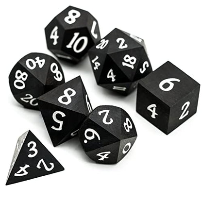 Ebony Wood DND Dice Set Wooden Polyhedral Dice Set for Tabletop Game | Iron Box, DM Gift, for Dungeons and Dragons Role Playing Games - color: Ebony Wood