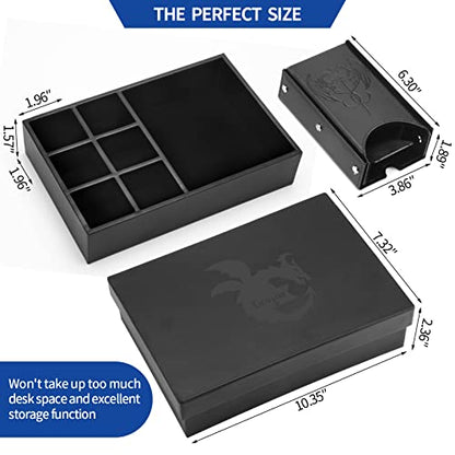 Grajar 3 in 1 Dice Tray with Lid, Portable Dice Box Storage, DND Dice Holder for Dungeons and Dragons D&D RPG MTG Table Games (Black) - color: Black