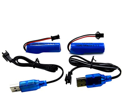 Blomiky 2 Pack 3.7V 800mAh Li-ion Rechargeable Battery SM 2P Plug with USB Cable for Double Sided RC Stunt Car Small RC Boat Tumbling Amphibious RC Car RC Truck/ C63 Battery and USB 2
