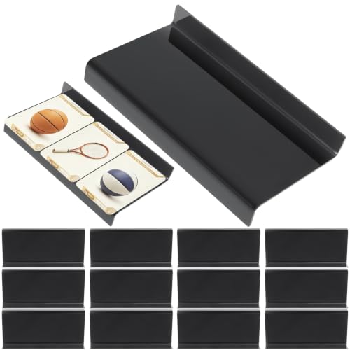 12 Pcs Trading Card Risers for Display Case, Acrylic Display Risers for Sports Cards, Black Tiered Display Stand for Cases & Retail Glass, Graded Card Display Stand for Cardshow Vendor