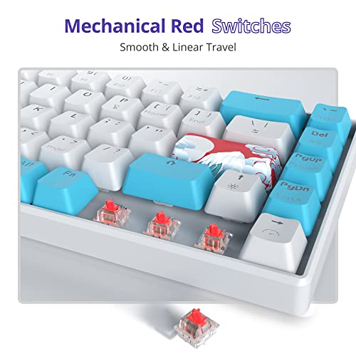 Owpkeenthy Portable 60% Mechanical Gaming Keyboard, Ultra Compact RGB Wired 65 Percent Mini Office Keyboard Backlit with Red Switch for PC/PS5/XBOX(Blue/ 68 Red Switch) - color: Blue/ 68 Red Switch