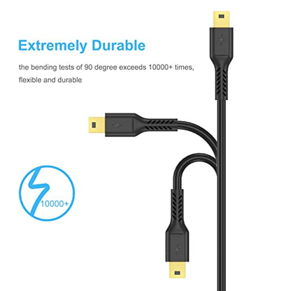 3ft Mini USB Cable, Standard USB 2.0 to Mini B Male Charger Cord Durable USB Mini to USB Charging Cable Compatible with PS3 Controller, MP3 Player, Camera, Dash Cam, Garmin GPS, Hero 3+(Black)