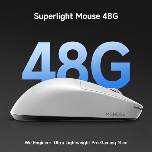 MCHOSE L7 Ultra+ Wireless Gaming Mouse, Lightweight 48g, Ergonomic Mouse with 42K DPI, PAW3950, Optical Switch, 20000 FPS, Dual 8K Polling, 7 Programmable Buttons, 3-Mode Connect, PC/Mac - White - color: White