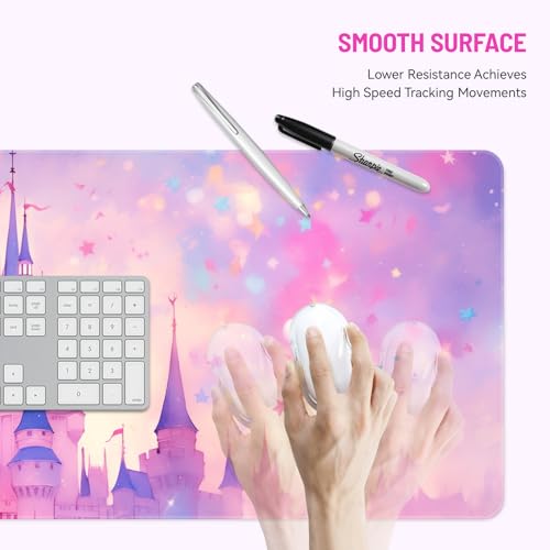 Mousepad Desk Mat Gaming Large Keyboard Cute Office Desktop Computer Laptop Castle XXL Long Giant Big Kawaii Aesthetic Girly Pretty Design Women Girl Gamer Oversized Wide 30x12'' Mousepad - color: Castle