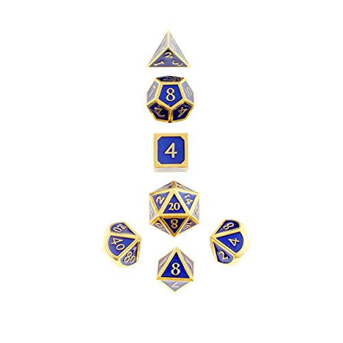 HEIMDALLR Metal D&D Dice Set 7 pcs - Dice Box & Velvet Dice Bag; Metal DND Dice Set D&D (Dungeons and Dragons) w D20 - Blacksmith Craft Dice (Lapis Lazuli) - color: 13 Lapis Lazuli
