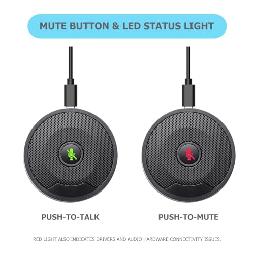 USB Microphone for PC, Computer Mic with Mute Button, Plug & Play | Noise Cancelling, 360° Omnidirectional Pickup, Conference Calls, Video Conference, Laptop, USB Connector,Table Mic