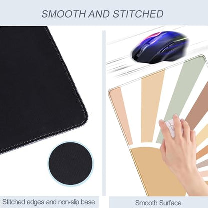 Boho Desk Mat, Sunshine Large Mouse Pad, XXL Mousepad Long Laptop Keyboard Mat, 31.5 X15.7, Stitched Edges - color: B2- Boho Sunshine
