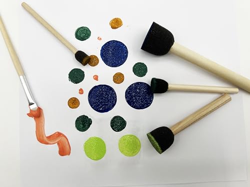 50pcs Foam Brush and Round Foam Brush Set with High Density Foam for Multi Project (5/16", 1/2", 3/4", 1", 1-1/2", 2") - size: 5/16"-2" assorted 50pcs