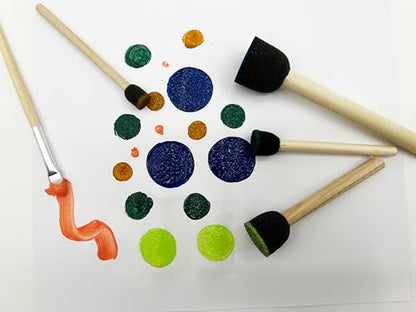 50pcs Foam Brush and Round Foam Brush Set with High Density Foam for Multi Project (5/16", 1/2", 3/4", 1", 1-1/2", 2") - size: 5/16"-2" assorted 50pcs