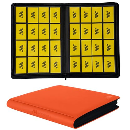 Card Binder 16 Pocket,Trading Card Binder Holds up to 1408 Cards with 44 Sleeves,Zipper Card Holder Album Compatible with TCG Card/Game Cards/Sports Card-Orange - color: Orange