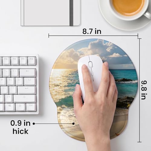Mouse pad with Wrist Rest,Relieving Pain Memory Foam Computer pad, Ergonomic Desktop Mouse, Silicone Material Mouse pad, with Non-Slip PU Base (The sea) - color: The sea
