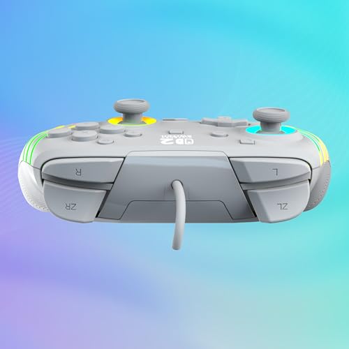 Turtle Beach Afterglow Wave Wired RGB Gaming Controller, Nintendo Switch 2 | Switch Lite, OLED, Hall-Effect Thumbsticks, 2 Mappable Back Buttons, Audio Controls, C-Button for GameChat, RGB Lights, Grey - color: Gray