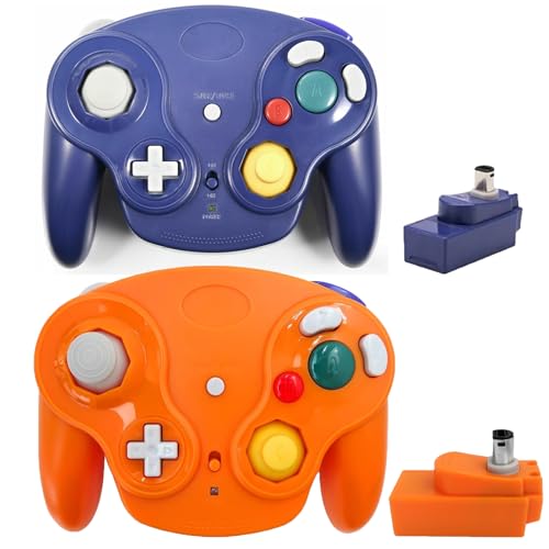 inventii Game Cube Controller,NGC 2.4G Wireless Classic Controller for Wii Game Cube, With Receiver Adapter (Blue and Orange) - color: Blue and Orange