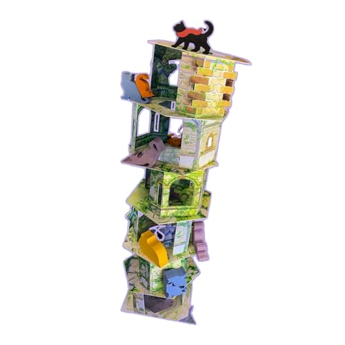 Cat and the Tower by Arcane Wonders | Cooperative Balance Board Game | Ages 6+ | 1-5 Players | 15-30 Minute Family Game with Tower Building | Ages 6+, 1-5 Players, 15-30 Minute Family Game with Tower Building