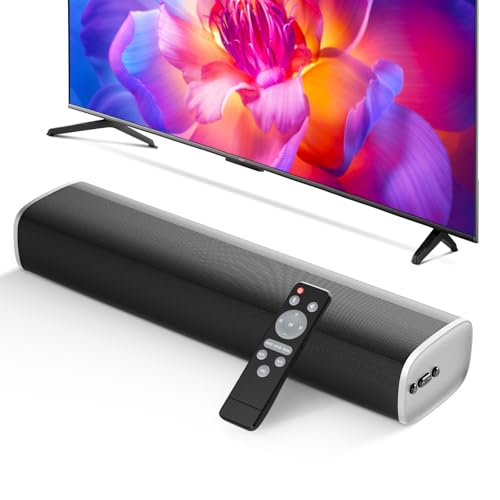 MZEIBO Sound Bar,50W TV Speaker with ARC/Optical/AUX/Bluetooth 5.3, Clear Dialogue & Deep Bass, Home Theater Audio System - color: Silver