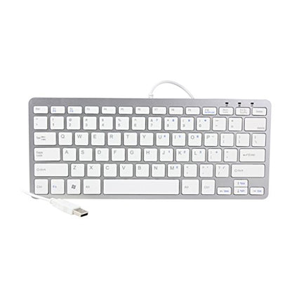 iKKEGOL USB Slim Mini Wired 78 Key Small Super Thin Compact Keyboard for Desktop Laptop PC Win 7 Mac (White) - color: Silver + White