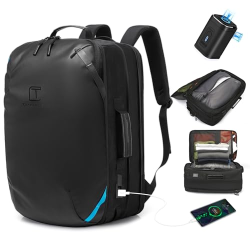 TANGCORLE Vacuum-Compressed Travel Backpack: Expandable, Airline-Approved Laptop Backpack—Unisex Business Backpack - color: Black-a45l