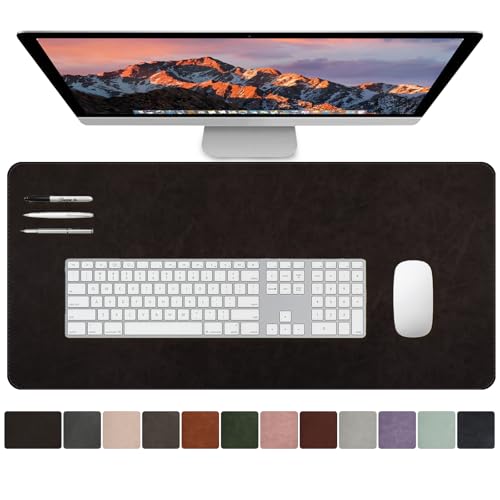 CHEERYGOO Leather Office Desk Pad Protector, Non-Slip PU Leather Desk Blotter, Waterproof Laptop Writing Mouse Pad for Office and Home,23.6"x 13.8" M Black - color: Black, size: 23.6" x 13.8"
