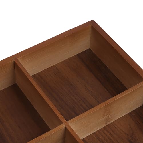 FUNSUEI 2 PCS Multi Compartment Wooden Tray, Divided Wooden Tray, Square Bamboo Trays with 4 Sections, Bamboo Divided Serving Trays Storage Box for Snacks Appetizers, 9 x 9 x 1.77 Inch - size: 2 PCS 4 Sections