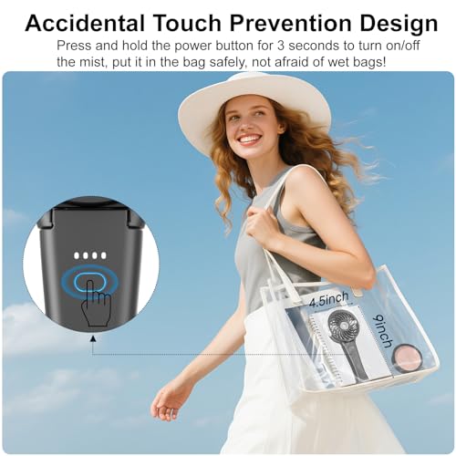 HandFan 4000mAh Portable Misting Fan, 50ml Water Tank, Rechargeable Handheld Personal Mister Fan, Spray Water Mist, Foldable Electric Cooling Ice Fans for Beach, Travel, Outdoors(Black) - color: Black, style: 4000mAh
