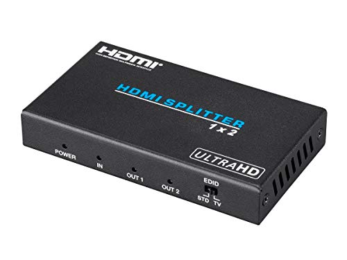 Monoprice Blackbird 4K Pro 1x2 HDMI Splitter - HDR, 18Gbps, 4K 60Hz, YCbCr 4:4:4, With HDCP 2.2 Support (Compatible with PS4/5 Xbox Apple TV Fire Stick Roku Blu-Ray Player)