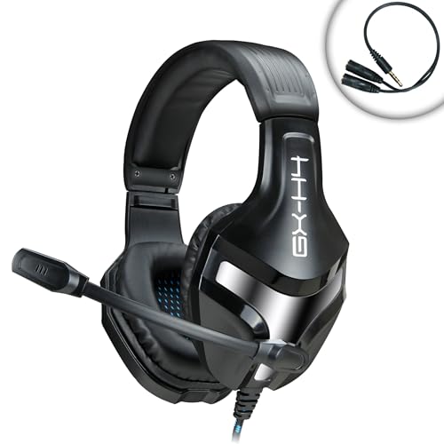 ENHANCE Gaming Headphones with Mic - PS4, Xbox One Headset with Immersive Stereo Sound, Soft Over Ear Headphones, Lightweight Comfort - Wired Gaming Headset for PS5, Xbox, PC