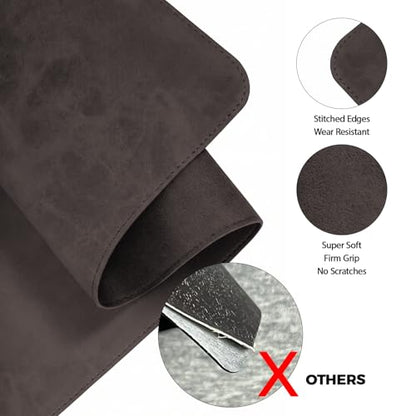 CHEERYGOO Faux Leather Desk Mat - Waterproof Mouse Pad, Non-Slip PU Leather Blotter, Writing Surface for Office and Home 47"x17" XXL Dark Coffee - color: Dark Coffee, size: 47" x 17"