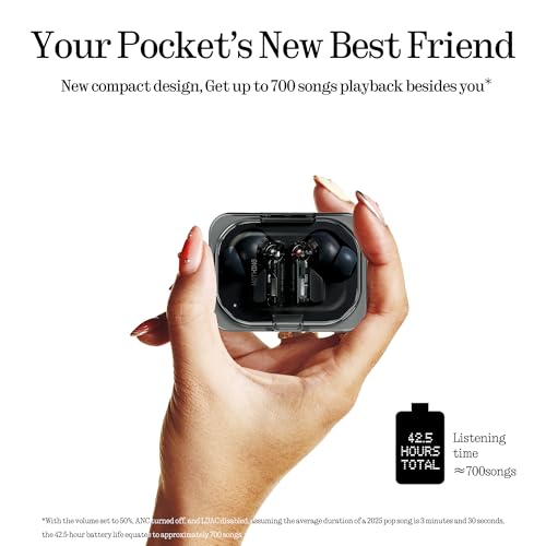 Nothing Ear (a) Wireless Earbuds, 45dB Hybrid Noise Cancelling Earbuds, Hi-Res Audio, Advanced Equaliser, Dual Connect, 6 Mics, 42.5H Playtime Ear Buds Wireless Bluetooth, Black - color: Black