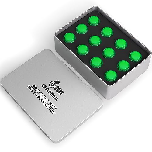 Qanba Gravity KS Mechanical Shafts Silent Pushbutton 24mm Snap-in (Boxed (Clear Green E05(12 pcs) - color: Clear Green E05(12 pcs）