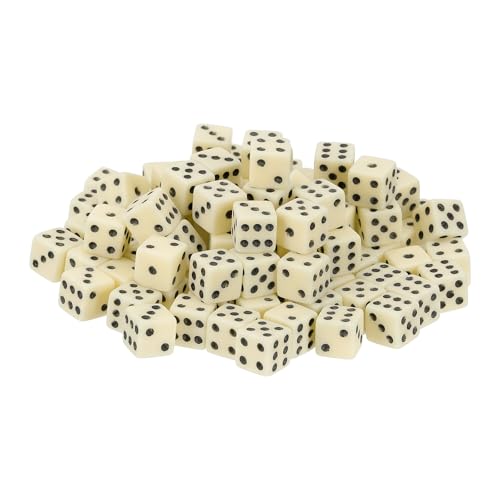 uxcell 300Pcs Mini Dice, 8mm/0.31" Acrylic Tiny Six Side Game Dot Square Dice Bulk for Table Board Game Party Activities, Beige/Black - color: Beige/Black, size: 8mm/0.31"