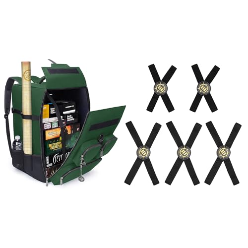 ENHANCE Tabletop Board Game Backpack (Dragon Green) + Board Game Bands - Bundle