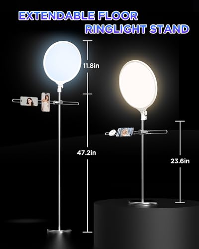 LED Ring Light with Stand 150cm, Professional 6000K Full-Screen Big Ring Lighting with Phone Holder, Selfie Lights for Studio Video Photography, TikTok, YouTube, Live Stream - color: Upgrade-Silver