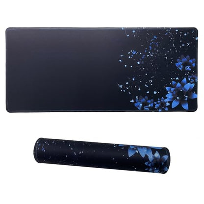 Large Gaming Mouse Pad-70x30 Blueflower | Non-Slip Rubber Base 27.5x11.8IN Computer Desk Mat for PC,Mac,Laptop-Stitched Edges and Smooth Surface for Office,Home,Work - color: 70x30 Blueflower
