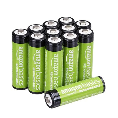 Amazon Basics 12-Pack Rechargeable AA NiMH Batteries, 2000 mAh, 1.2V, Low Self Discharge, Pre-Charged, Recharge up to 1000x Times - size: 12 Count (Pack of 1)