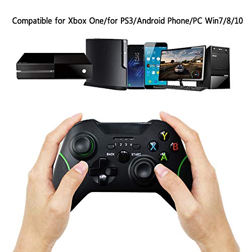 TECTINTER 2.4GHZ Wireless Controller for Xbox One Controller Compatible with Xbox One S/X/Elite, PS3, Windows 7/8/10 with Built-in Dual Vibration (Without Phone Clip) - color: BLACK