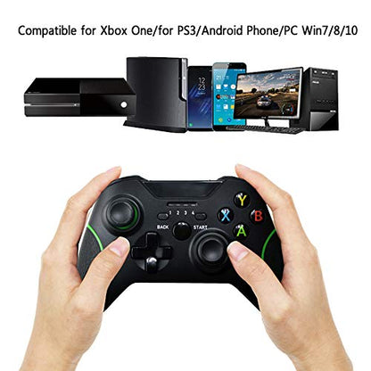 TECTINTER 2.4GHZ Wireless Controller for Xbox One Controller Compatible with Xbox One S/X/Elite, PS3, Windows 7/8/10 with Built-in Dual Vibration (Without Phone Clip) - color: BLACK