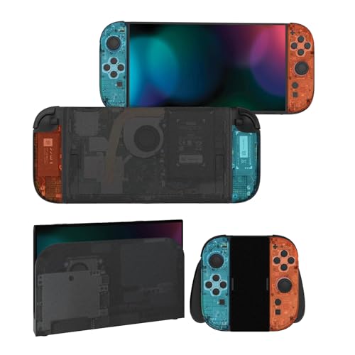 PlayVital for Nintendo Switch 2 Skin Full Set (2-Pack) - Protective Vinyl Decal Stickers for Switch 2 Console, Joycons, Handle Grips & Dock | No Residue, Anti-Scratch - Tear Down Blue & Orange - color: Tear Down Blue & Orange