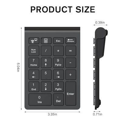 cimetech BT Number Pad, Wireless Numeric Keypad Numpad, 22 Keys Portable Mini Financial Accounting Keyboard for Laptop Notebook, Desktop, Surface Pro, PC - color: BT-Black