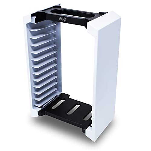 ADZ Game Storage Tower – Universal Games Storage Tower – Stores 12 Game or Blu-Ray Disks – Game Tower Rack for PS4, PS5, Xbox One, Xbox Series X/S, Switch Games and Blu-Ray Cases
