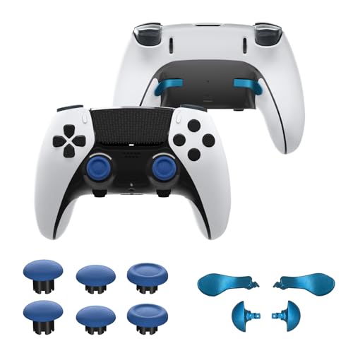 CHARM FOCUS Replacement Kit Thumbsticks & Back Paddles for PS5 Edge Controller, Analog Thumb Sticks Caps Interchangeable for PS5 Dual Sense Edge Stick Module, 6 Joysticks, 4 Back Buttons, Blue - color: Blue, size: 6 Joysticks + 4 Back Buttons