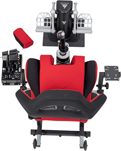 SimFab Modular Flight Simulator Cockpit For Combat Simulation. DCS Edition. Compatible With Thrustmaster Warthog, WinWing, VirPil, VKB And Alike Controls. Upgradable To General Aviation Or Sim Racing. - color: red seat