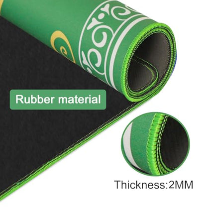 Mahjong Mat,Mahjong Game Table Mat with 3 Dice & Carrying Bag,31.5"x31.5" Green Rubber Anti-Slip Playmat for Mahjong, Card, Board & Tile Games - color: Green